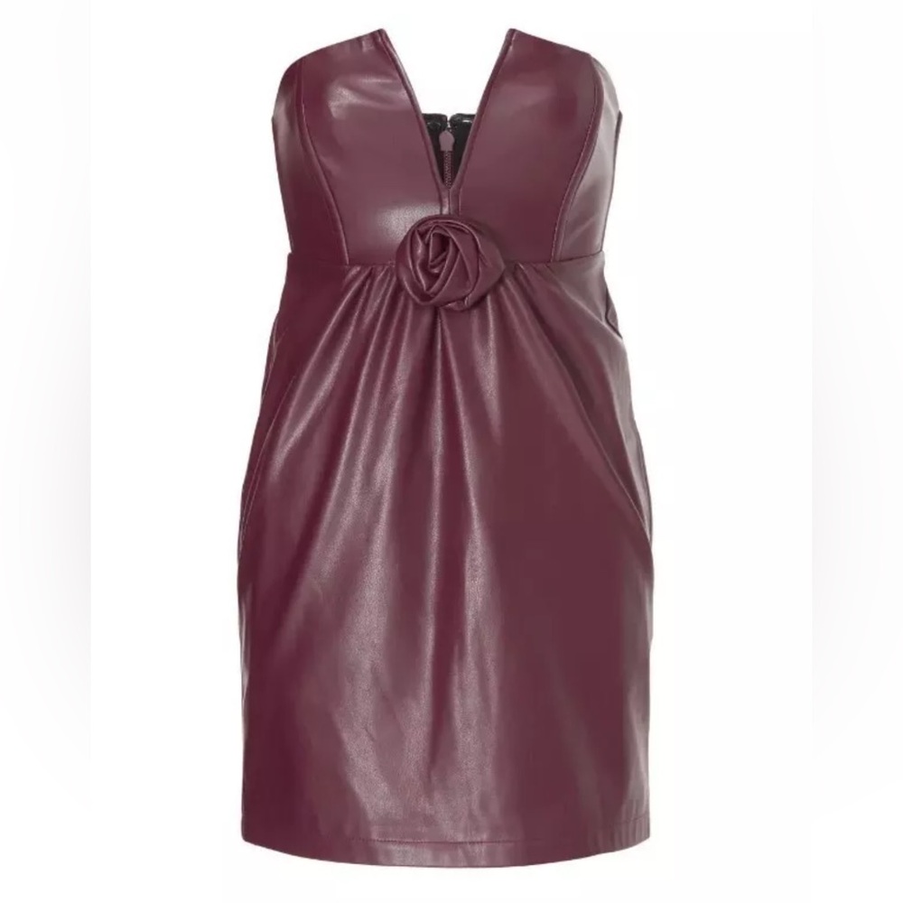 Ashley Park RTR Vegan Leather Strapless Mini Dress Size 14 Brown